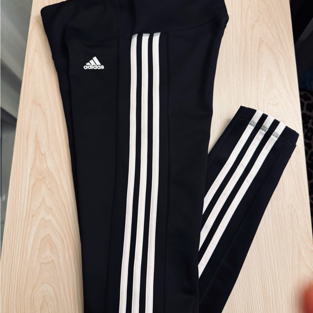 adidas Black Leggings with White 3-Stripes - Picture 5 of 5
